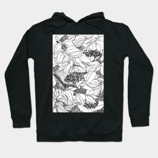 elderberry holiday-themed pattern pen and ink traditional art sketch Hoodie